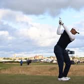 Tiger Woods in action during day one of the 150th Open at St Andrews Old Course. (Photo by Ross Parker / SNS Group)
