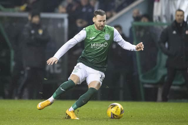 Martin Boyle in action for Hibernian prior to his switch to Al-Faisaly, in Saudi Arabia. Photo by Paul Devlin / SNS Group