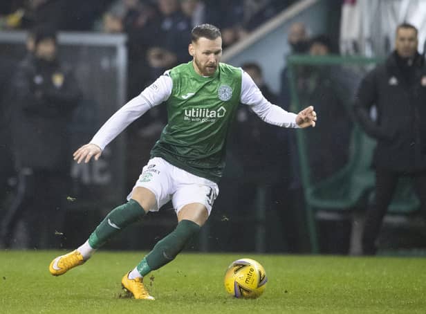 Martin Boyle in action for Hibernian prior to his switch to Al-Faisaly, in Saudi Arabia. Photo by Paul Devlin / SNS Group