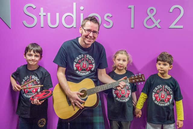 Photograph by Ian Georgeson
From the Dads Rock launch night at Edinburgh college
Pic: Fergus Wright (8), Thomas Lynch, Hanka Seabright (6) and Daniel Nec (4)