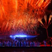 Fireworks are seen during the Opening Ceremony of the Birmingham 2022 Commonwealth Games at Alexander Stadium.