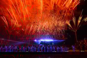 Fireworks are seen during the Opening Ceremony of the Birmingham 2022 Commonwealth Games at Alexander Stadium.