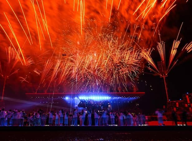 Fireworks are seen during the Opening Ceremony of the Birmingham 2022 Commonwealth Games at Alexander Stadium.