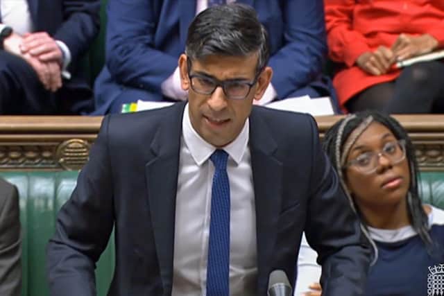 Rishi Sunak speaks during Prime Minister's Questions in the House of Commons. Picture: House of Commons/PA Wire