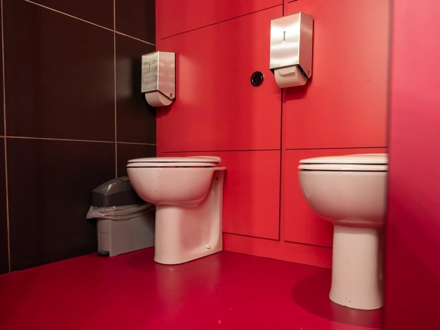 It's not just the bar that's had a revamp, the toilets have too. The bright pink ladies loo has, for some reason, a double cubicle.