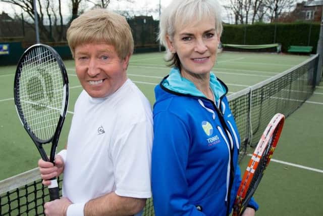 Jonathan Watson and Judy Murray playing it for laughs in Only an Excuse. Picture: BBC Scotland