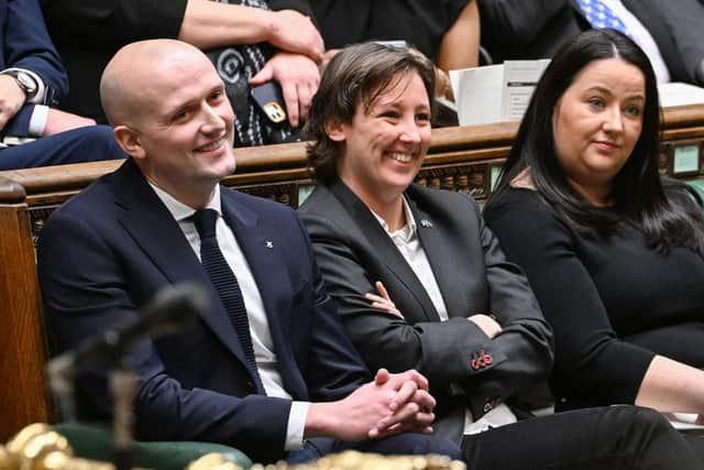 New SNP Westminster leader Stephen Flynn, left, sits next to his deputy leader Mhairi Black in the Commons (Picture: Jessica Taylor/UK Parliament/AFP via Getty Images)