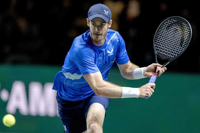 Andy Murray returns the ball on his way to defeating Alexander Bublik at the ATP World Tennis Tournament in Ahoy Rotterdam. (Photo by SANDER KONING/ANP/AFP via Getty Images)