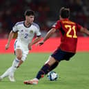 Scotland's Aaron Hickey in action during the Euro 2024 qualifying match against Spain in Seville in October.