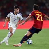 Scotland's Aaron Hickey in action during the Euro 2024 qualifying match against Spain in Seville in October.