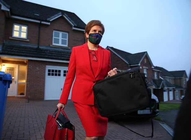 First Minister of Scotland Nicola Sturgeon leaves her home in Glasgow to head to Holyrood in Edinburgh to give evidence to the Scottish Parliament's inquiry into her government's unlawful investigation of the former first minister Alex Salmond