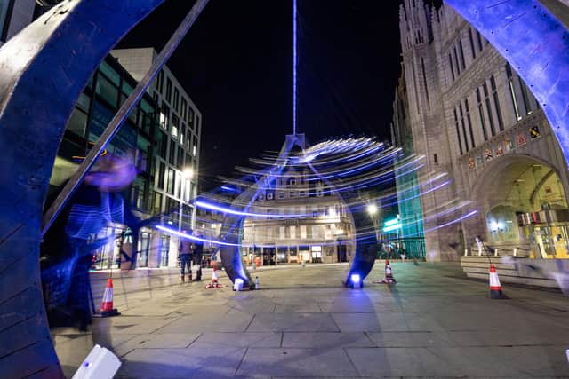 The Pendulum Wave Machine unleashes a streak of shimmering silver balls in a mix of order of chaos. The installation can be found on Broad Street. PIC: Ian Georgeson.