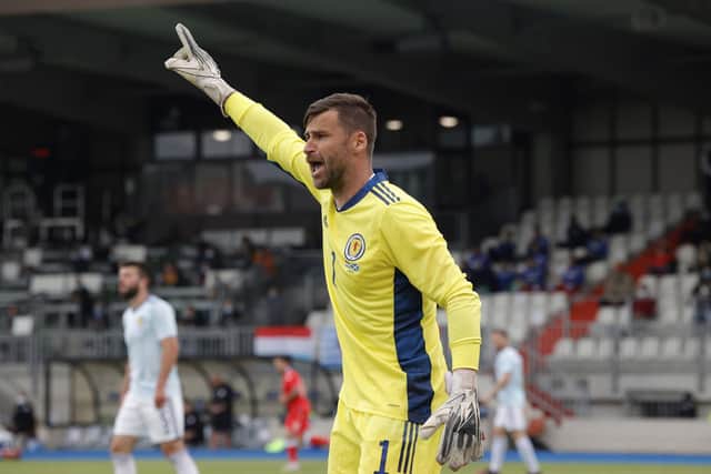 Scotland's goalkeeper David Marshall reacts during the international friendly soccer match between Luxembourg and Scotland. Picture: AP Photo/Olivier Matthys