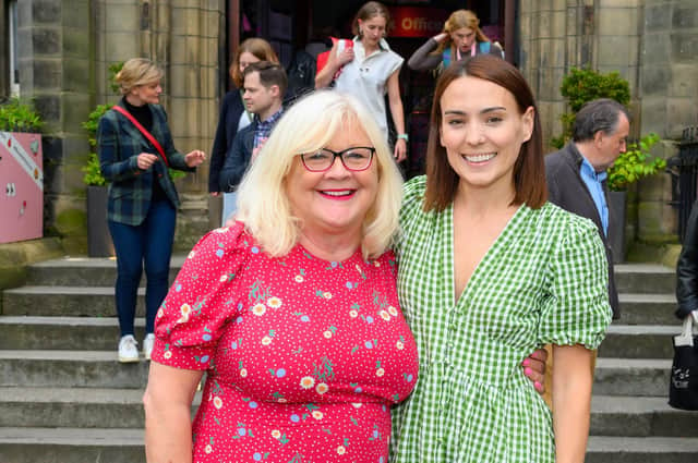 Karen Koren (left) and Georgie Grier. Following her performance at Edinburgh Fringe Festival. Photo: Steve Ullathorne/PA Wire
