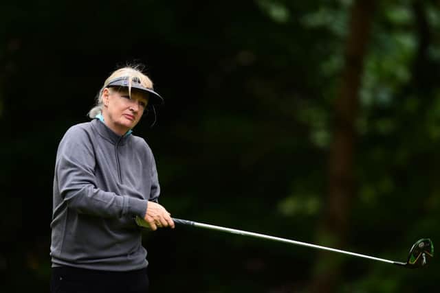 Cathy Panton-Lewis tees off in the Titleist & FootJoy Women's PGA Professional Championship at Trentham Golf Club in 2019. Picture: Richard Martin-Roberts/Getty Images.