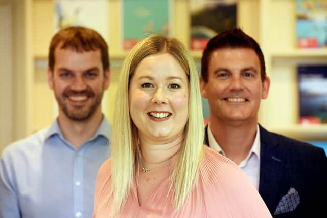 Ross Sharratt, executive manager; Aimee Morgan, branch manager; and Scott Murray, director. Picture: James Mackenzie