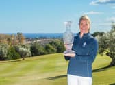 Suzann Pettersen pictured with the Solheim Cup at Finca Cortesin in Spain, where the 2023 match will be held. Picture: Tristan Jones