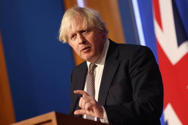 Prime Minister Boris Johnson during a media briefing in Downing Street, London, on coronavirus (Covid-19). Picture date: Tuesday November 30, 2021.