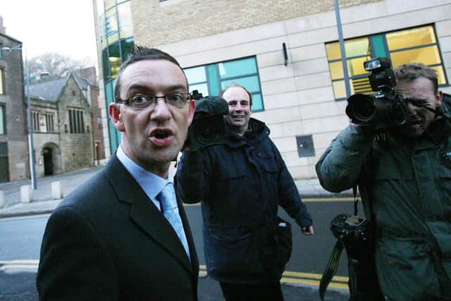 Colin Norris outside Newcastle Crown Court in 2008, where he appeared charged with murdering four patients at Leeds hospitals.