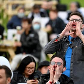 A support inside the fan zone as Italy defeat Turkey 3-0 in the opening game of Euro 2020. Picture: John Devlin
