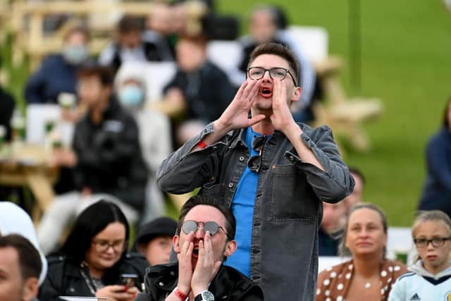 A support inside the fan zone as Italy defeat Turkey 3-0 in the opening game of Euro 2020. Picture: John Devlin