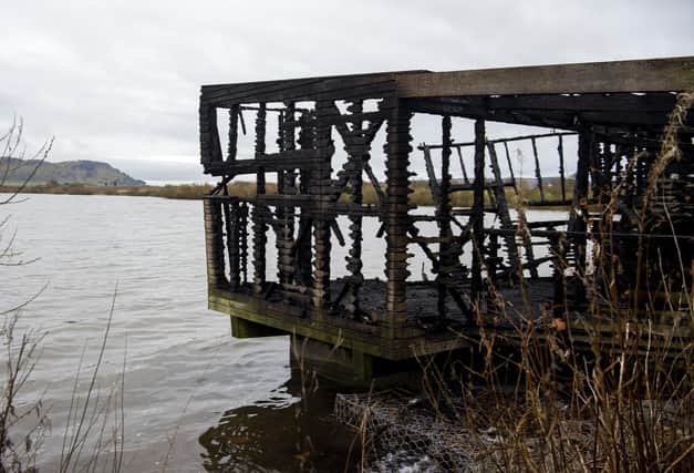 Mill Hide at Loch Leven National Nature Reserve after the blaze.