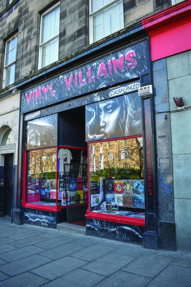 The new Edinburgh's Greatest Hits book features the record shop Vinyl Villains. Picture Peter McNaught