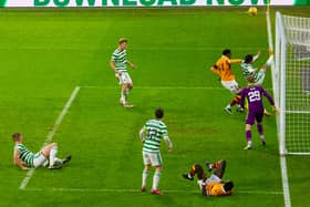Diego Laxalt clears the ball off the line in the final minute, denying Motherwell and equaliser.