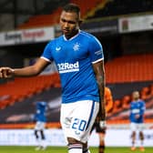 Rangers striker Alfredo Morelos cuts a frustrated figure during the match at Tannadice. Picture: SNS