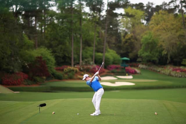 Bob MacIntyre plays his shot from the 12th tee during the second round of the Masters at Augusta National Golf Club. He birdied that hole in the closing circuit. Picture: Mike Ehrmann/Getty Images.