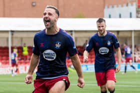 Scott Robinson netted his first goals in 209 days for Kilmarnock against Hamilton. Photo by Ross Parker / SNS Group