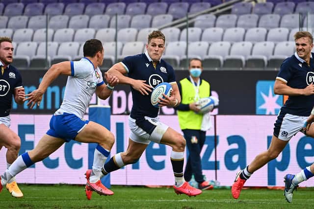 Scotland wing Duhan van der Merwe scored his second try in his second start for the national team.