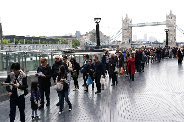 By 10am on Thursday, the queue was around three miles long and stretched past London Bridge to HMS Belfast.