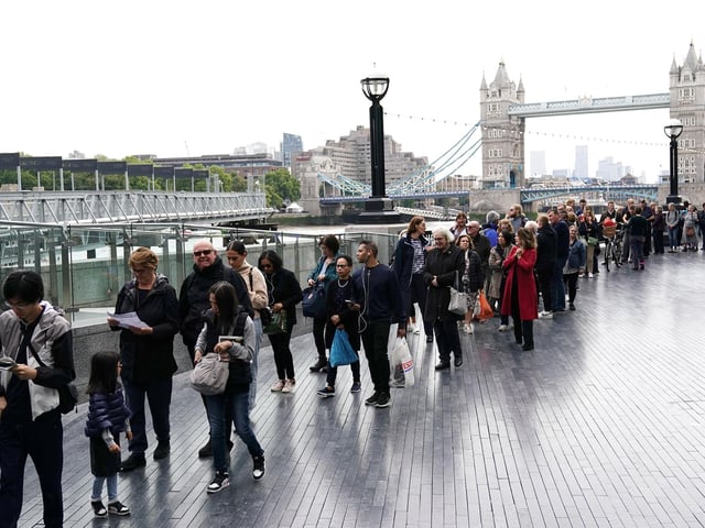 By 10am on Thursday, the queue was around three miles long and stretched past London Bridge to HMS Belfast.
