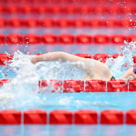 Toni Shaw finished third to take the bronze medal in the Women's 400m Freestyle - S9 heat.