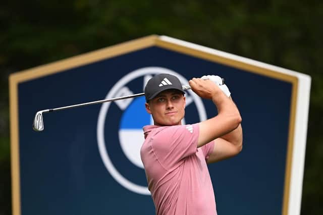 Ludvig Aberg in action during the third round of the BMW PGA Championship at Wentworth Club. Picture: Ross Kinnaird/Getty Images.