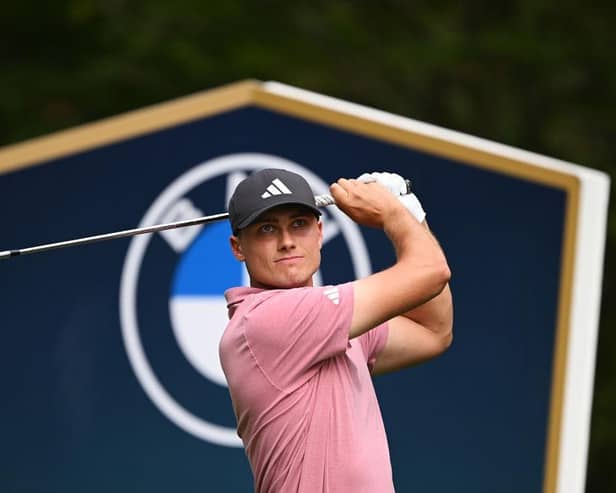 Ludvig Aberg in action during the third round of the BMW PGA Championship at Wentworth Club. Picture: Ross Kinnaird/Getty Images.