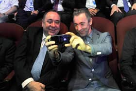 Will independence-supporting celebrities who live abroad such as actor Alan Cumming, seen with former First Minister Alex Salmond in 2012, back Arbroath campaign? (Picture: Andy Buchanan/AFP/GettyImages)