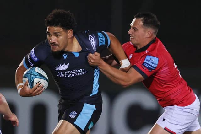 Sione Tuipoluto in action for Glasgow Warriors during his club debut in the pre-season match against Newcastle Falcons. Picture: Alan Harvey/SNS