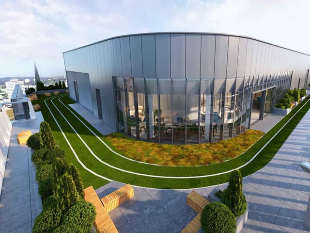 The vast new office building at 177 Bothwell Street in Glasgow will feature a rooftop terrace and running track, as seen on the top of several US skyscrapers.