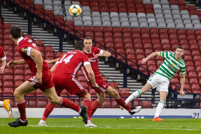 Ryan Christie opens the scoring against Aberdeen with a terrific shot from distance. Picture: SNS