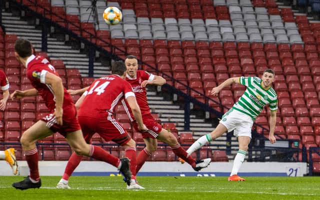 Ryan Christie opens the scoring against Aberdeen with a terrific shot from distance. Picture: SNS