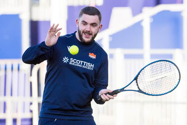 Adam McBurney is pictured during an Edinburgh training session at the DAM Health Stadium.