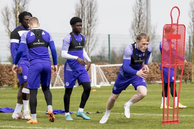 Hibs' players prepare for Saturday's derby.