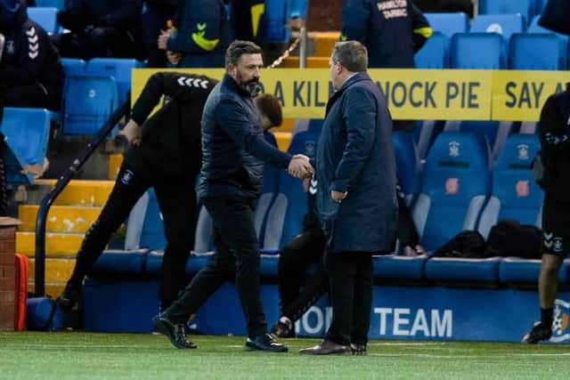 Kilmarnock manager Derek McInnes (L) and Inverness manager Billy Dodds . (Photo by Sammy Turner / SNS Group)