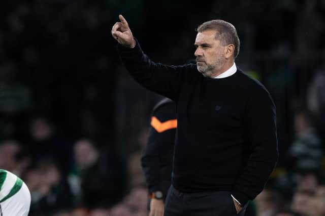 Celtic manager Ange Postecoglou gives instructions from the sidelines against Shakhtar Donetsk.