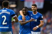 Rangers' Rabbi Matondo (left) celebrates making it 3-0 with Antonio Colak in the friendly win over West Ham United at Ibrox Stadium. (Photo by Rob Casey / SNS Group)