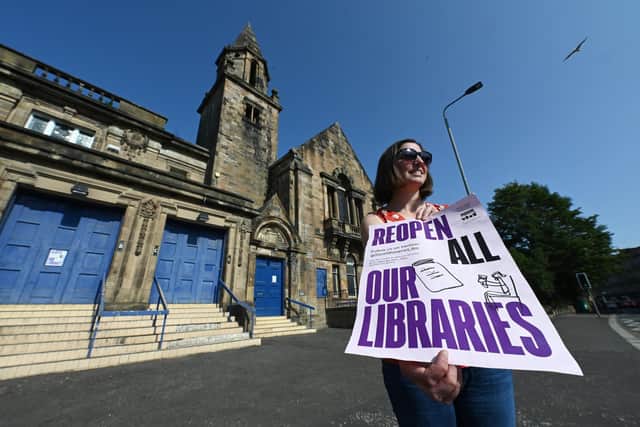 Campaigns to reopen closed libraries in Glasgow in August 2021. Picture: John Devlin/JPIMedia