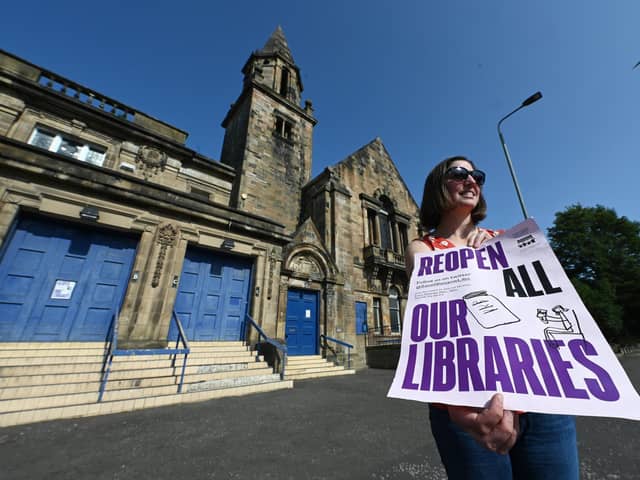 Campaigns to reopen closed libraries in Glasgow in August 2021. Picture: John Devlin/JPIMedia