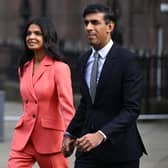 Prime Minister Rishi Sunak and his wife Akshata Murty arrive to the final day of the annual Conservative Party Conference in Manchester. Picture: Justin Tallis/AFP via Getty Images